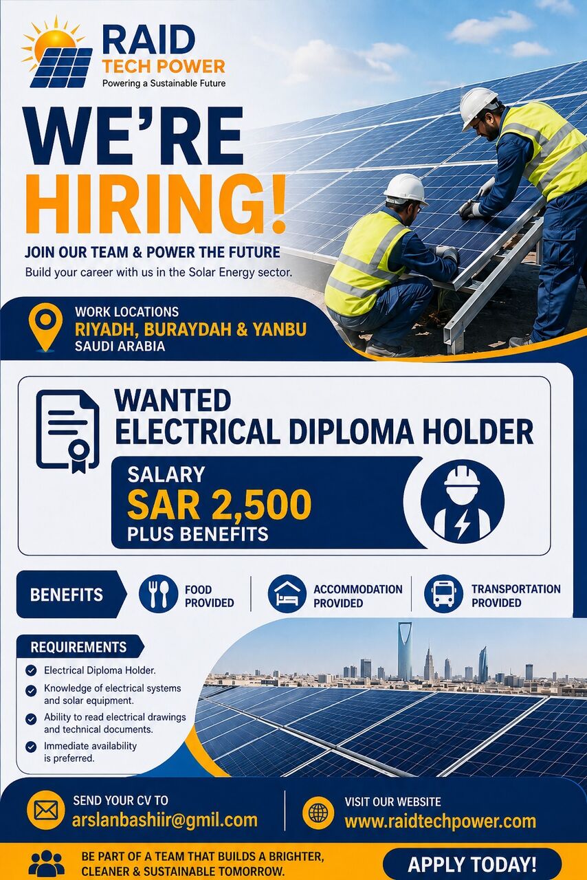 Riyadh, Jobs, Electrical Technician
