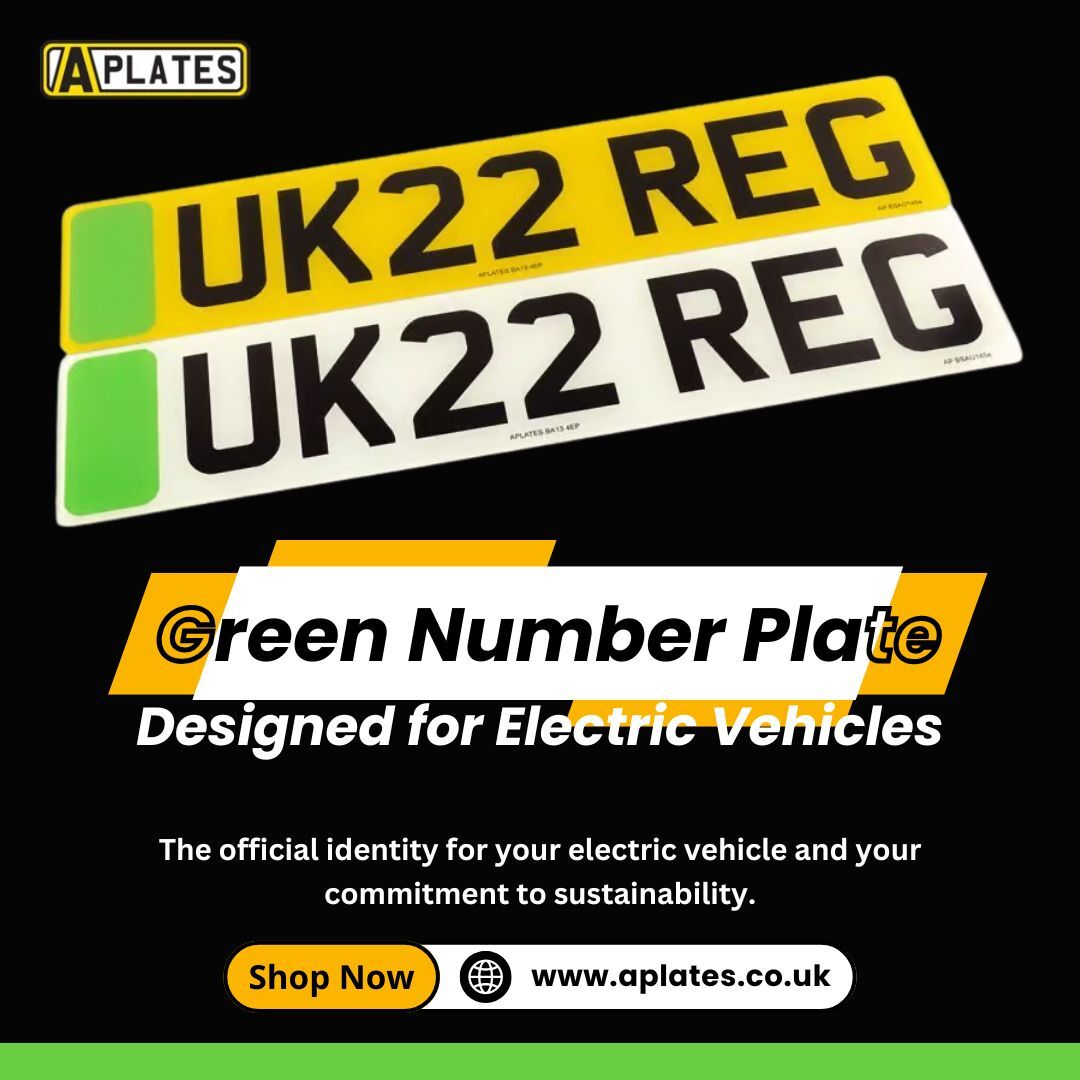 London, Auto Parts, Green Number Plate UK Designed For Electric Vehicles