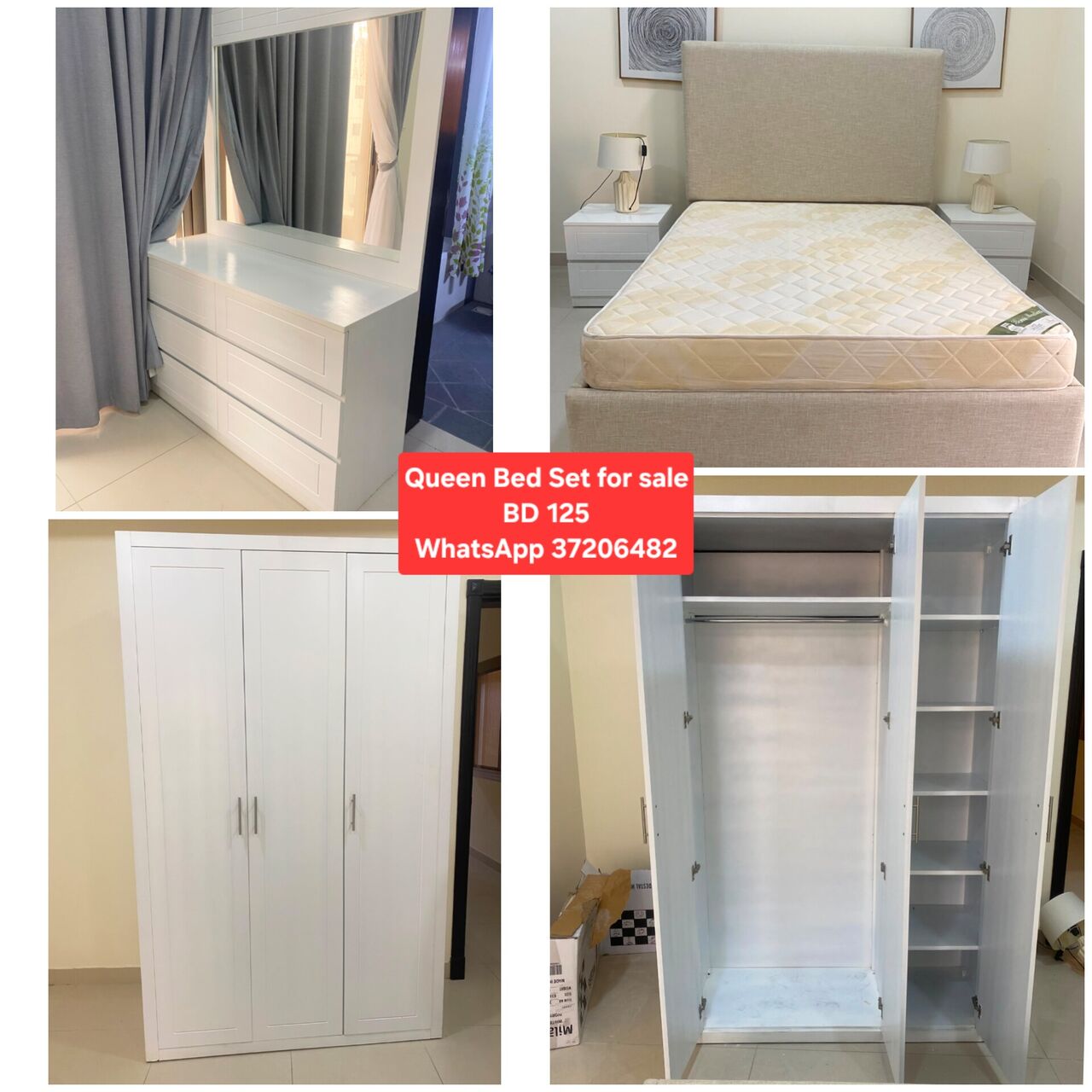 Manama, Furniture, BHD 125,  ✅️  Queen Size Bed Set For Sale In Good Condition With Delivery