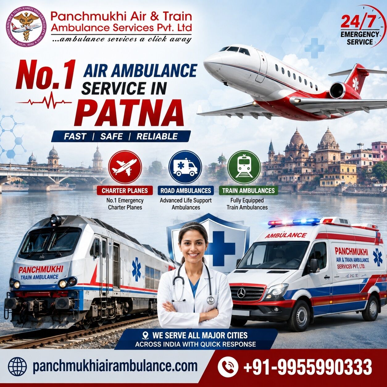 Mumbai, Health, Panchmukhi Air Ambulance Services In Patna- Bed-to-Bed Transfer
