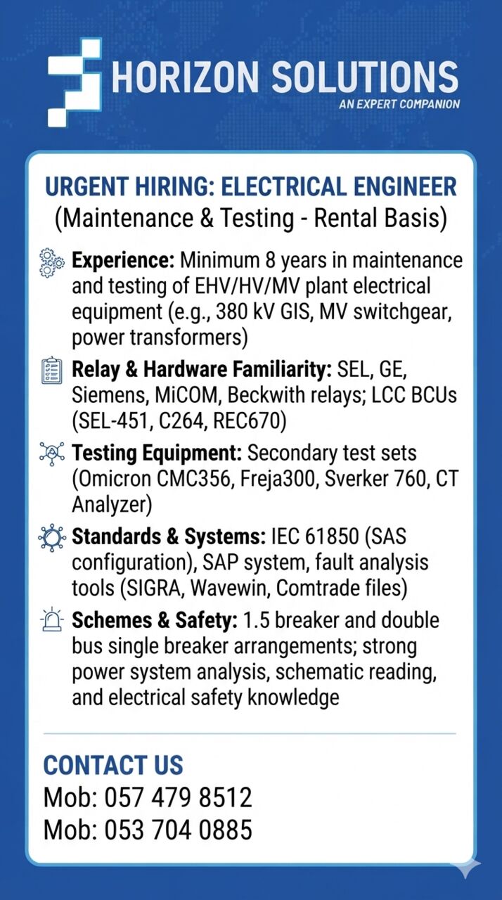 Jubail, Jobs, ELECTRICAL ENGINEER FOR EPC COMPANY