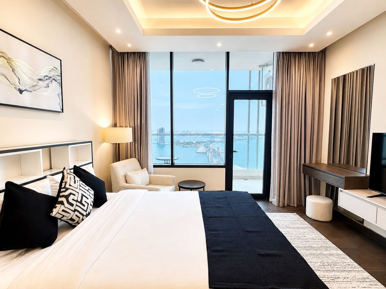 Juffair, Apartments, Flats, Houses & Villas, BHD 270/month,  Furnished,  Studio,  60 Sq. Meter,  Sea View | Balcony | Spacious Studio For Rent 270BD All Inclusive | High Floor