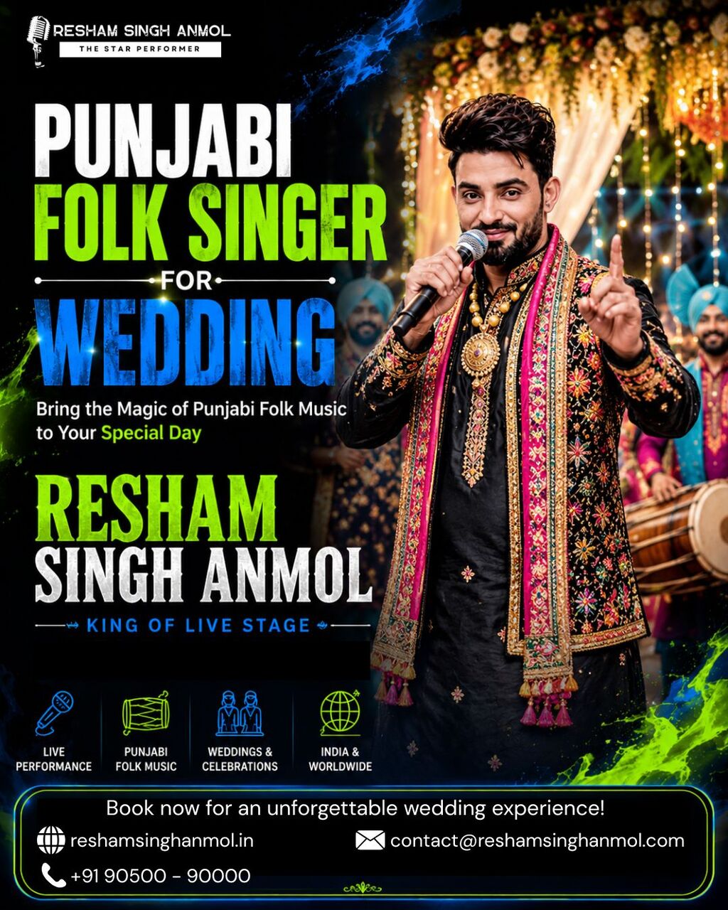 Chandigarh Tricity, General, Punjabi Folk Singer For Wedding | Book Resham Singh Anmol For Live Wedding Performances