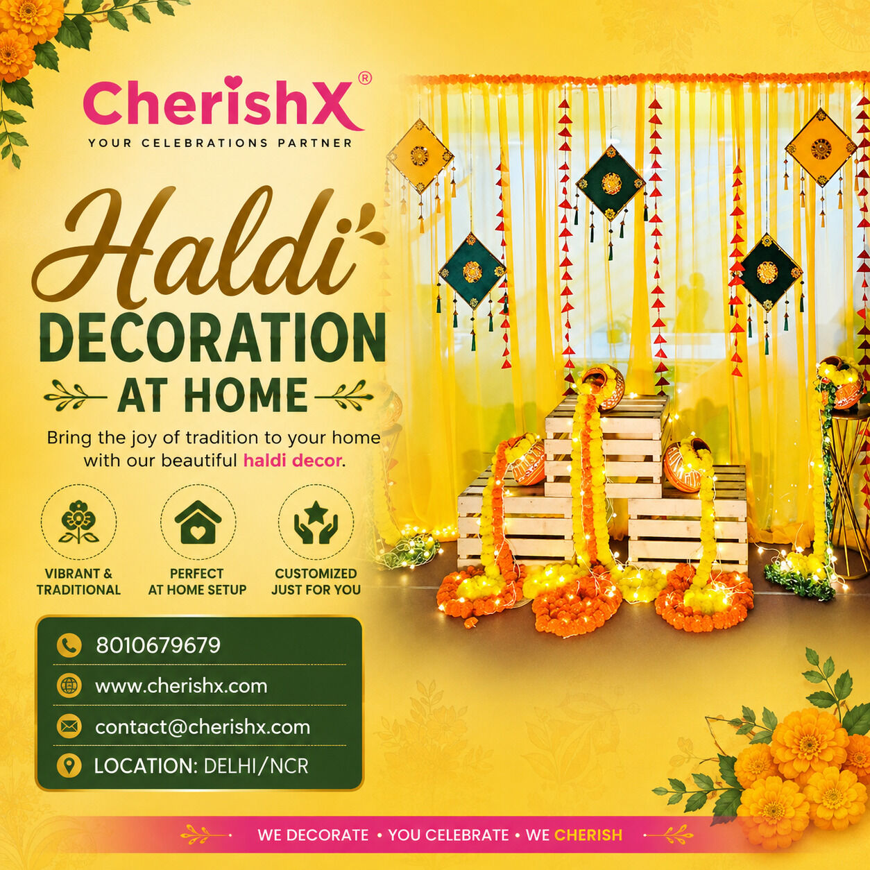 New Delhi, Event Planning, Affordable & Beautiful Haldi Decoration At Home