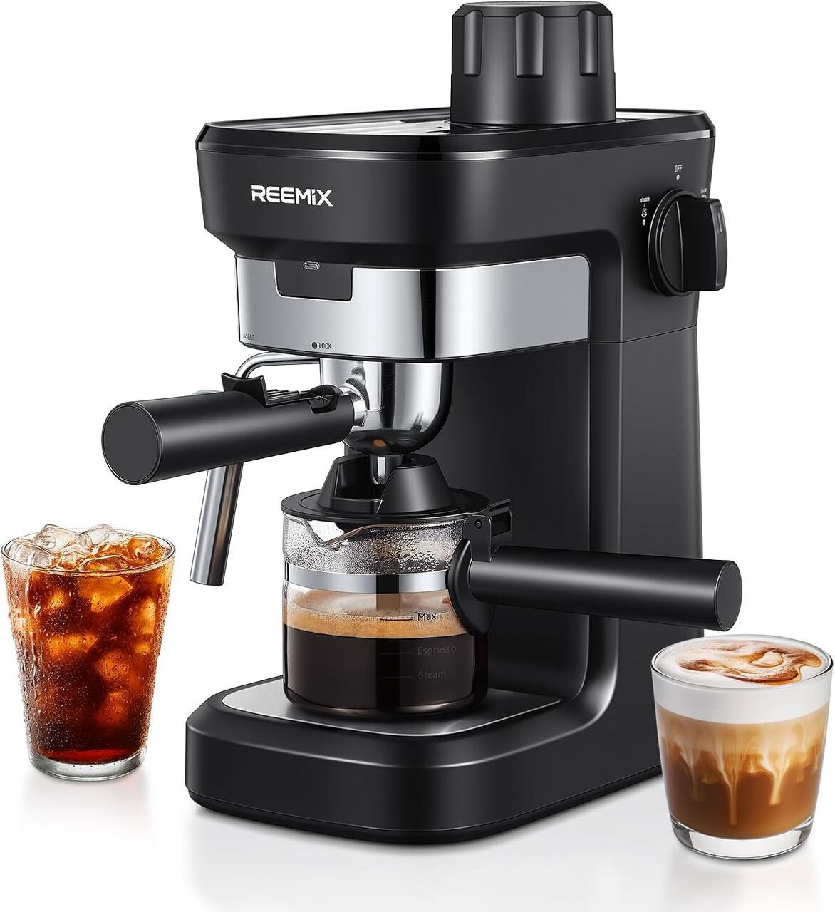 Moscow, General, Reemix Espresso Machine 6 Bar, Rich Crema Coffee Maker | Auto Pressure Relief, Compact Hom