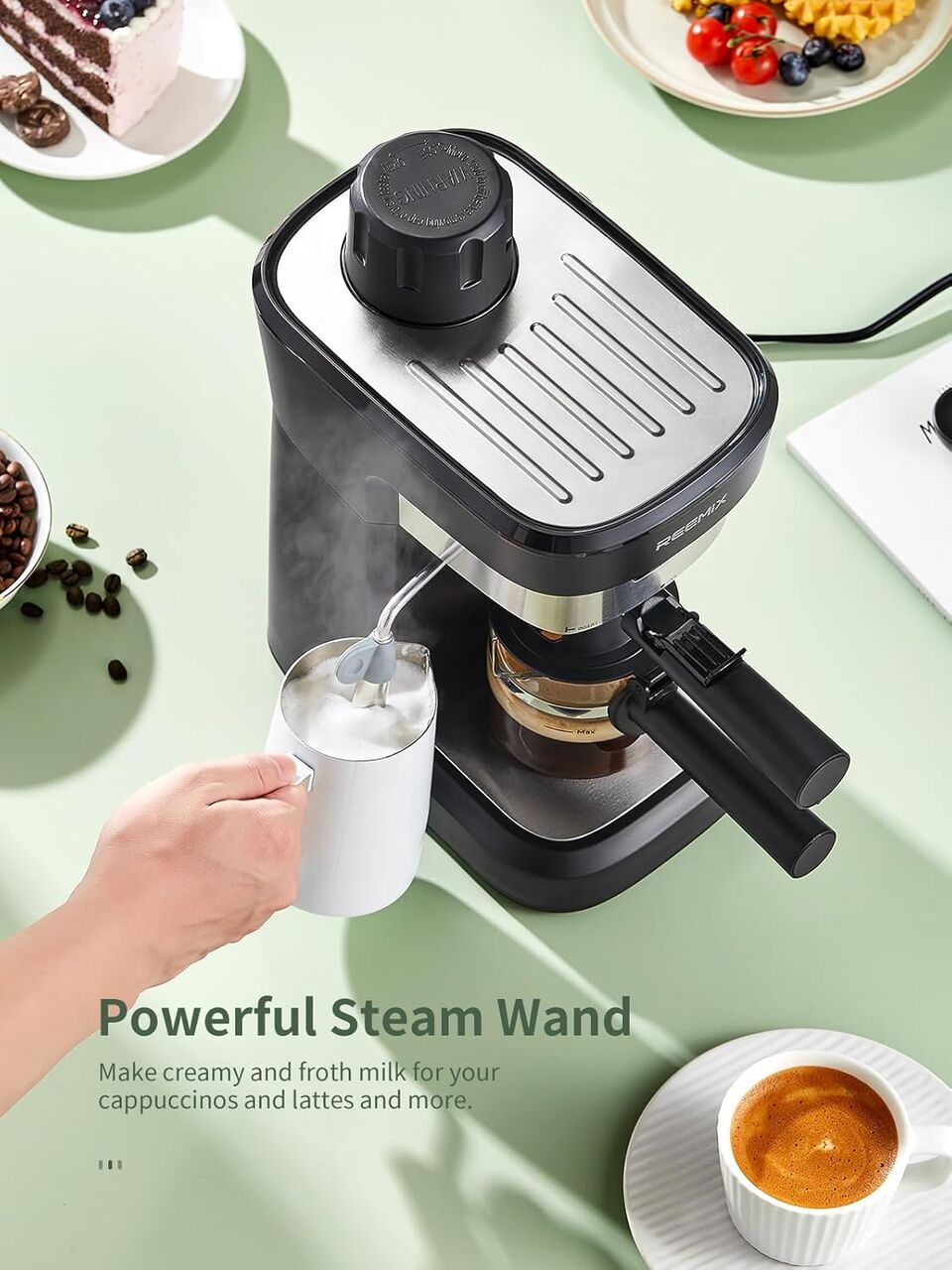 Moscow, General, Reemix Espresso Machine 6 Bar, Rich Crema Coffee Maker | Auto Pressure Relief, Compact Hom