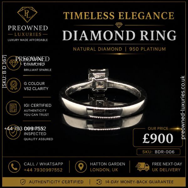 London, Jewelry, GBP 900,  Buy Stunning Platinum Diamond Ring Pre-Owned Best Value UK