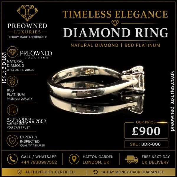London, Jewelry, GBP 900,  Buy Stunning Platinum Diamond Ring Pre-Owned Best Value UK