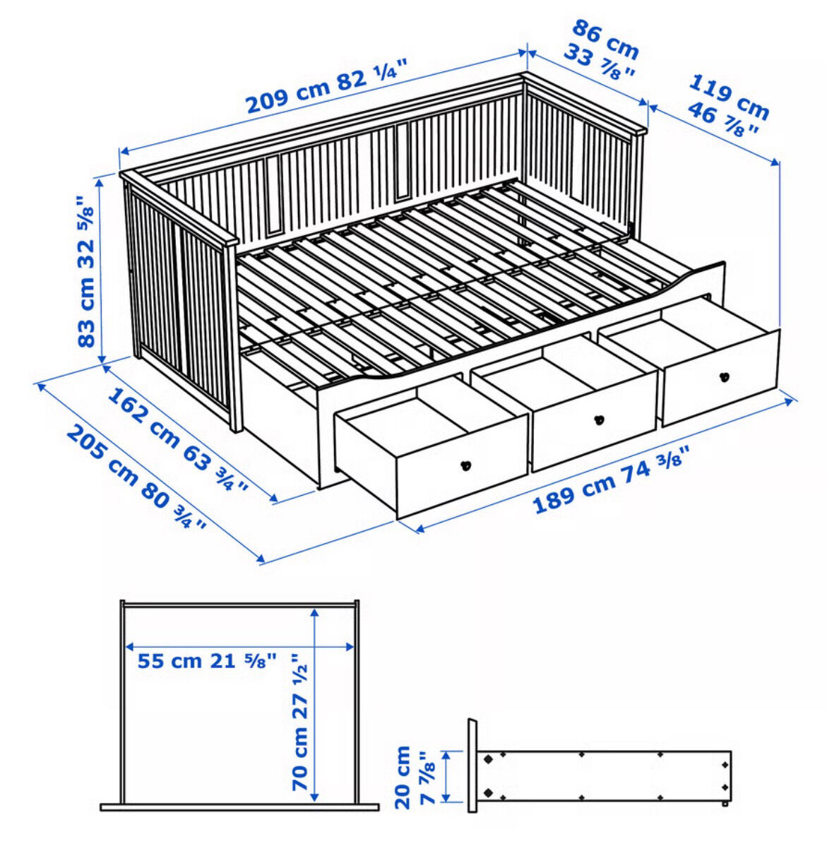 Khobar, Furniture, SAR 1500,  HEMNES Day Bed With 3 Drawers + 2 Mattresses