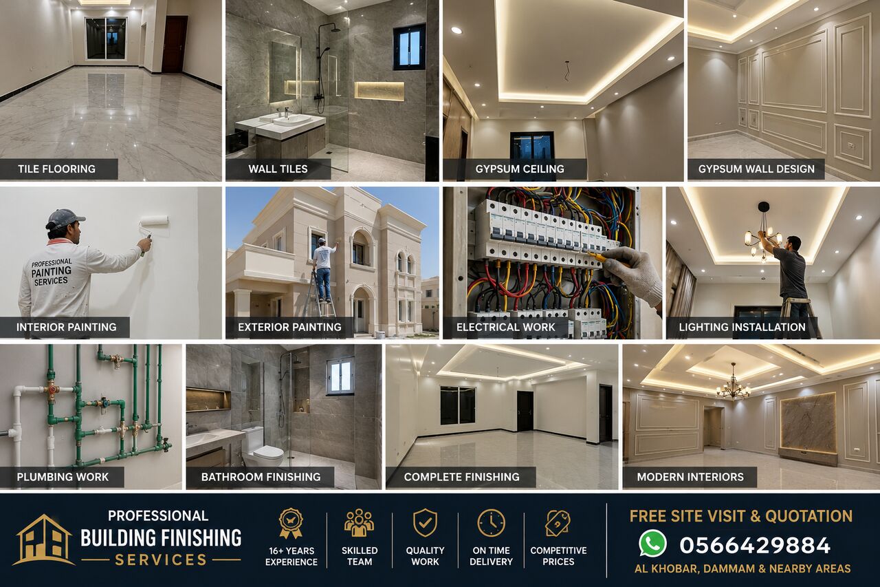 Dammam, Construction, Professional Building Finishing Contractor | Tile, Paint, Gypsum, Electrical & Plumbing