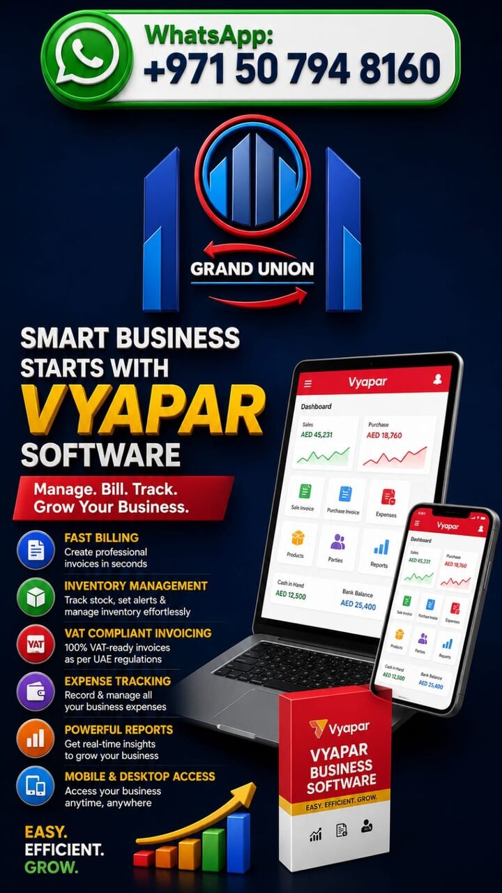 Dubai, ERP, Accounting Software Vyapar UAE, Free Demo Available