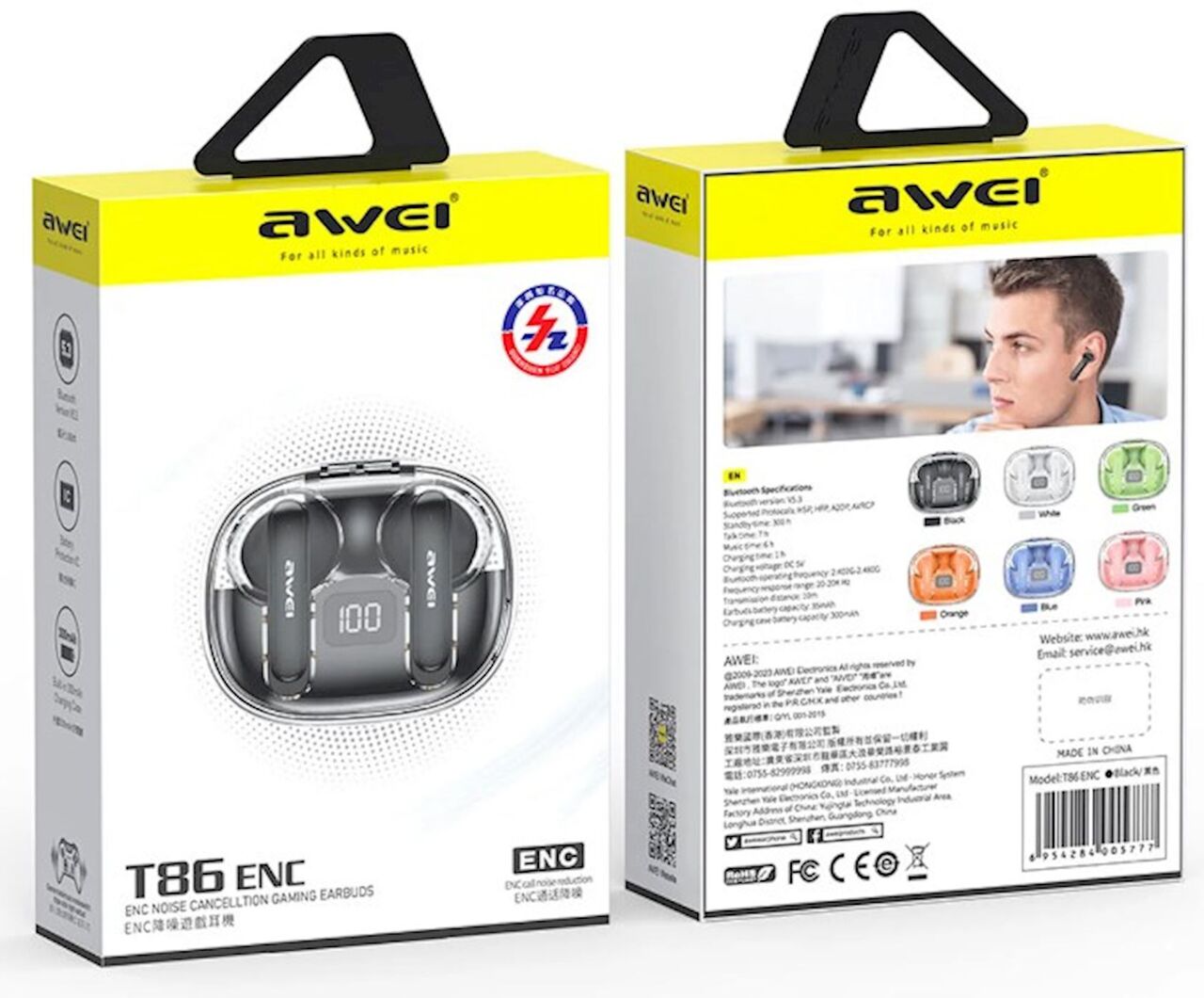 Manama, Mobile Phones, BHD 8,  Awei T86 ENC Noise Canceling Gaming Earbud Set