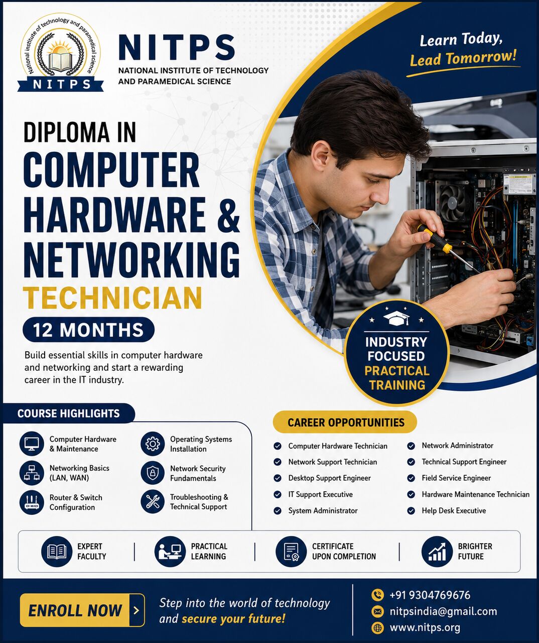 Ghaziabad, Education, Diploma In Computer Hardware & Networking Technician (12 Months) | NITPS
