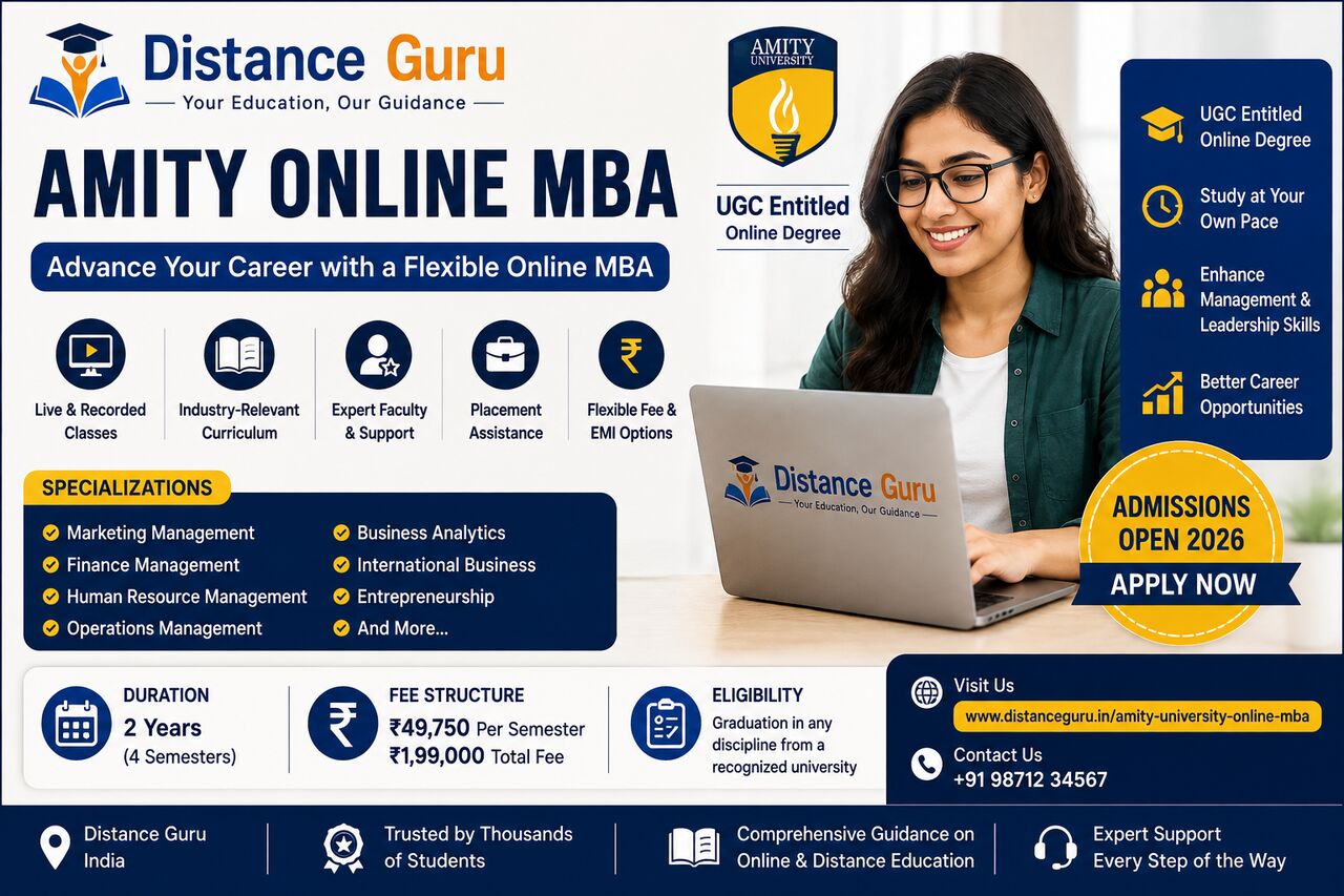 Mumbai, Education, Amity Online MBA 2026 &ndash; Fees, Eligibility, Admission & Specializations | Distance Guru