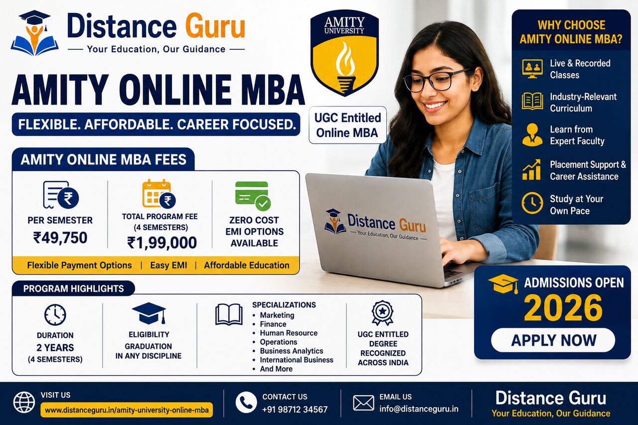 Pune, Education, Amity Online MBA Fees 2026 &ndash; Fee Structure, Eligibility & Specializations |Distance Guru