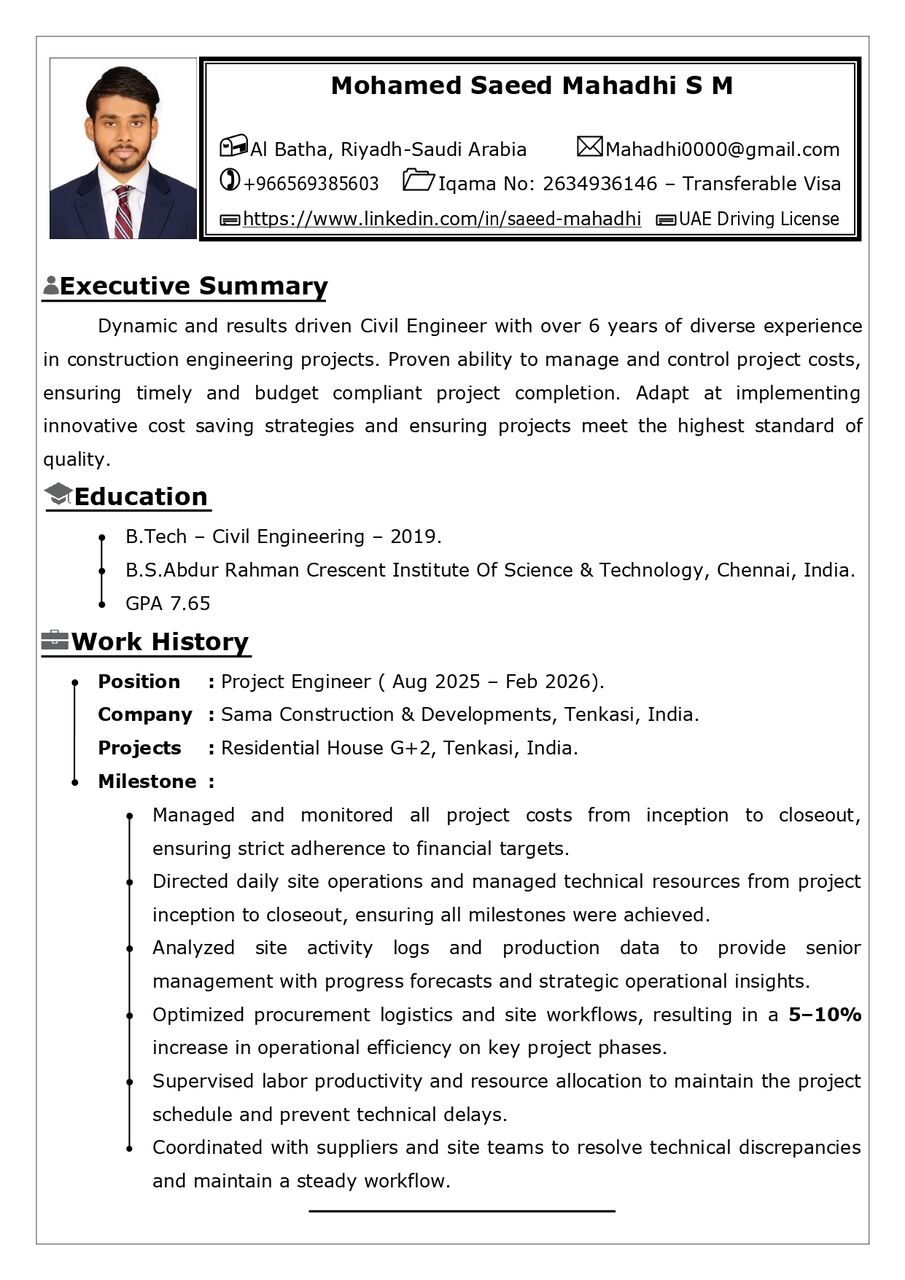 Riyadh, Job Seekers, Civil Engineer