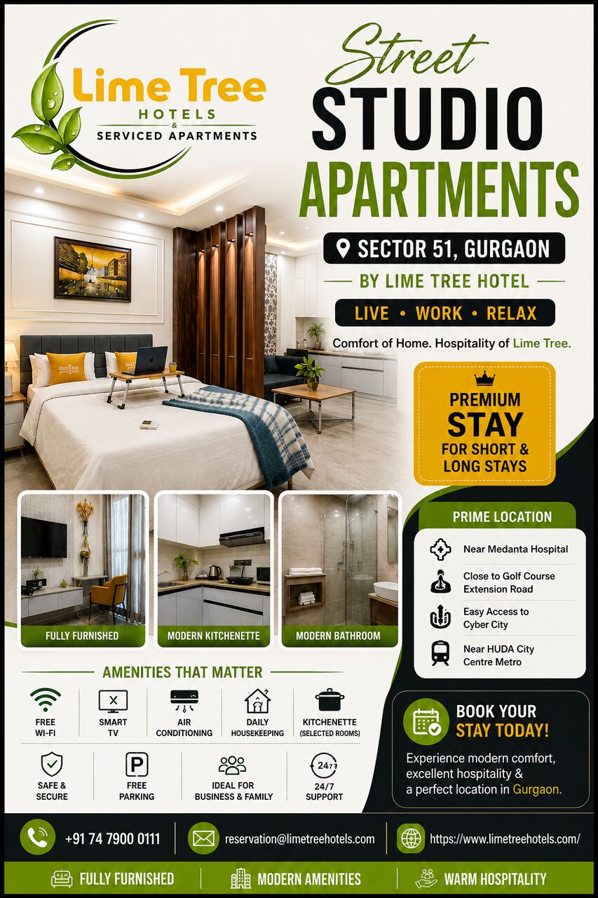 Gurgaon, Real Estate, Street Studio Apartments, Sector 51, Gurgaon Lime Tree Hotel