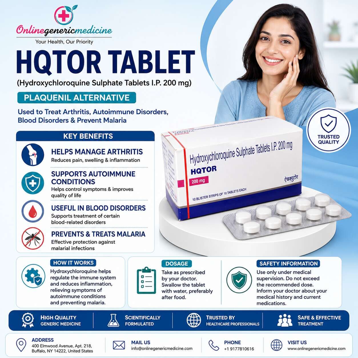 New York, Health & Beauty Items, USD 5,  HQTOR (Hydroxychloroquine Sulfate) | Plaquenil Alternative |  Online Generic Medicine