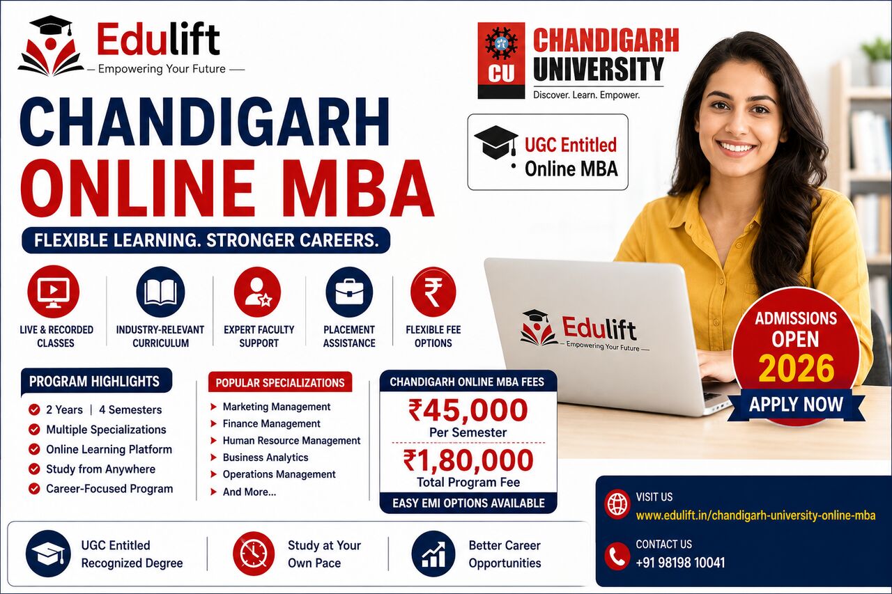 Chandigarh, Education, Chandigarh Online MBA 2026 &ndash; Fees, Eligibility, Admission & Specializations |Edulift