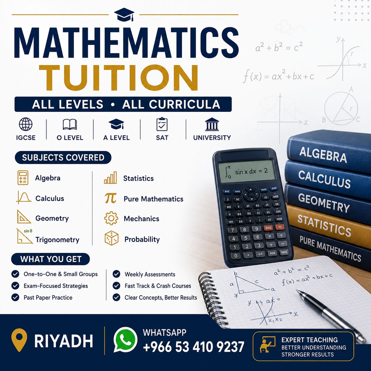 Riyadh, Lessons Offered, Cambridge &bull; Edexcel &bull; American &bull; CBSE &bull; Saudi | Mathematics