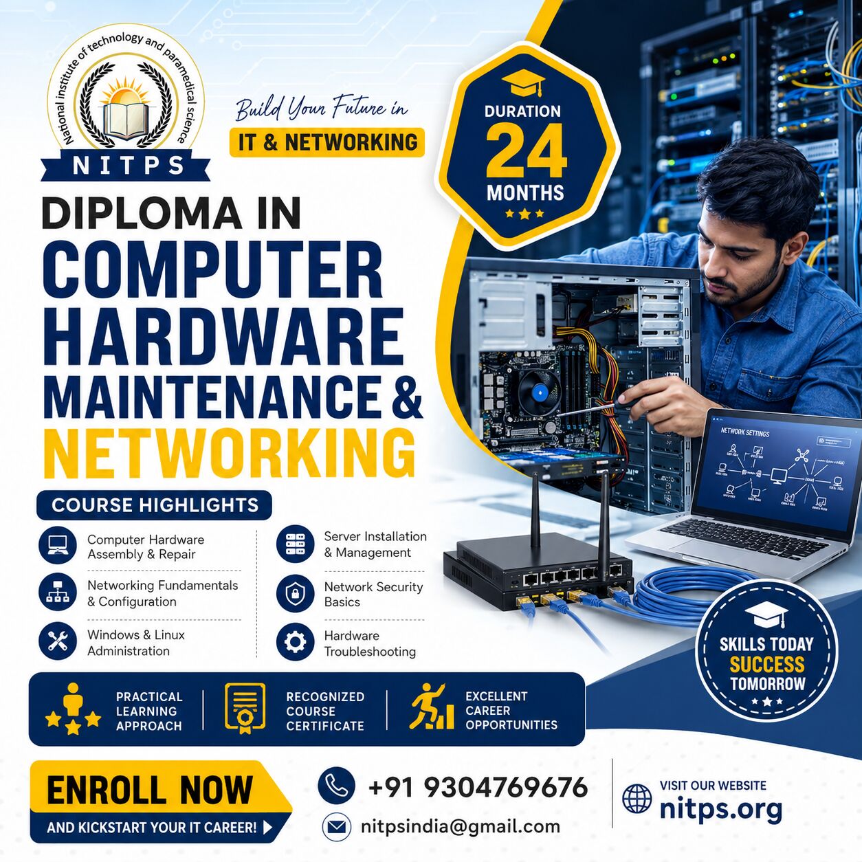Ghaziabad, Education, Diploma In Computer Hardware Maintenance & Networking &ndash; 24 Months | NITPS