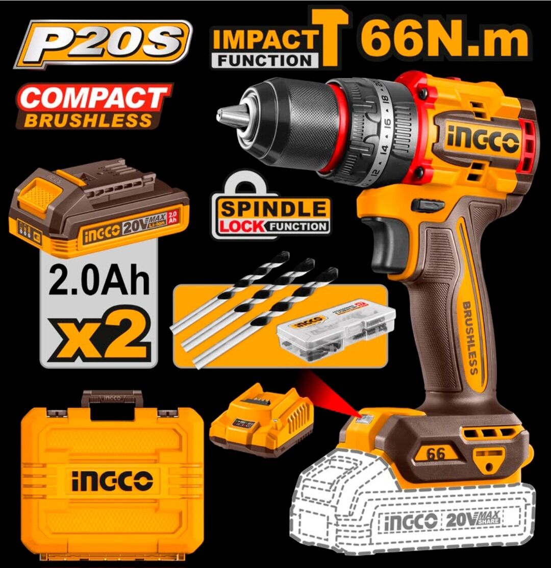 Jeddah, Electronics, SAR 276,  Engco Drill Machine Compact Brushless P20s With 2 Battries 6 Month Warranty