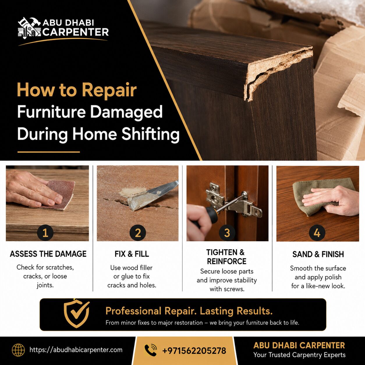 Abu Dhabi, Business, How To Repair Furniture Damaged During Home Shifting