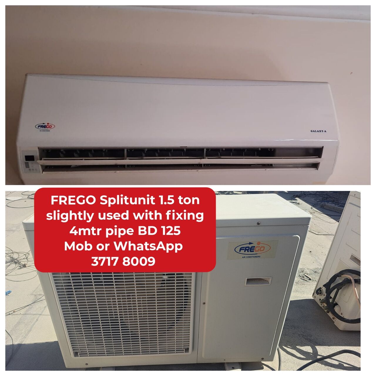 Manama, Air Conditioners, BHD 125,  🌍🌎Frego Splitunit 1.5 Ton In Good Condition For Sale With Delivery And Fixing