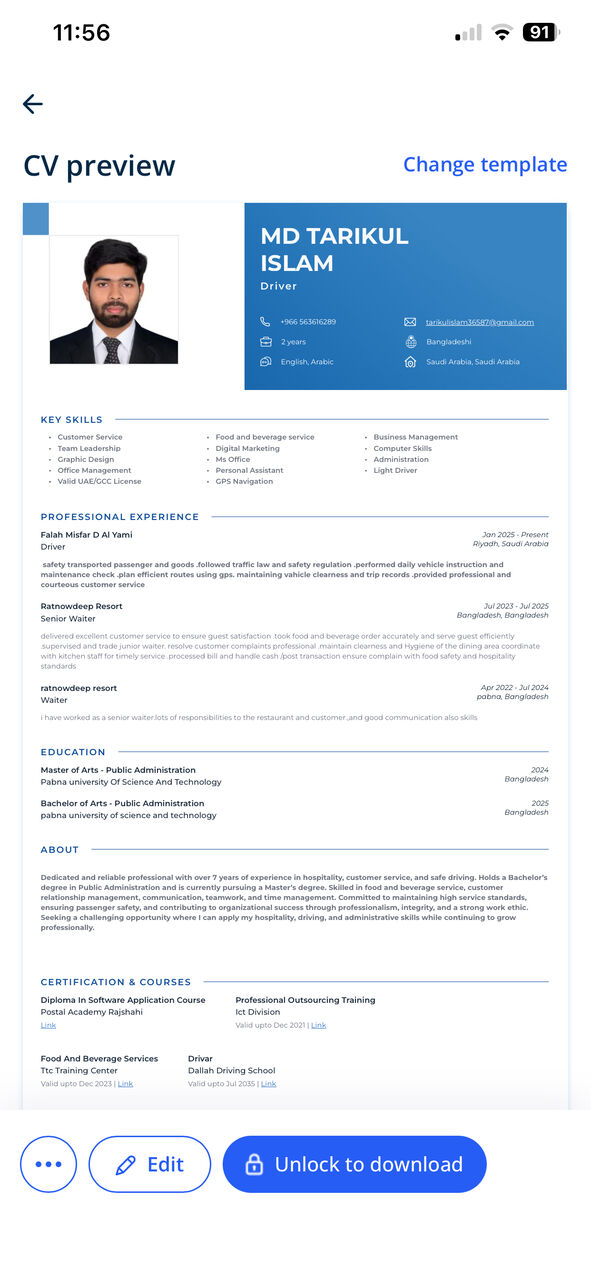 Riyadh, Job Seekers, Senior Waiter|professional Driver|public Administration Graduat|customer Service