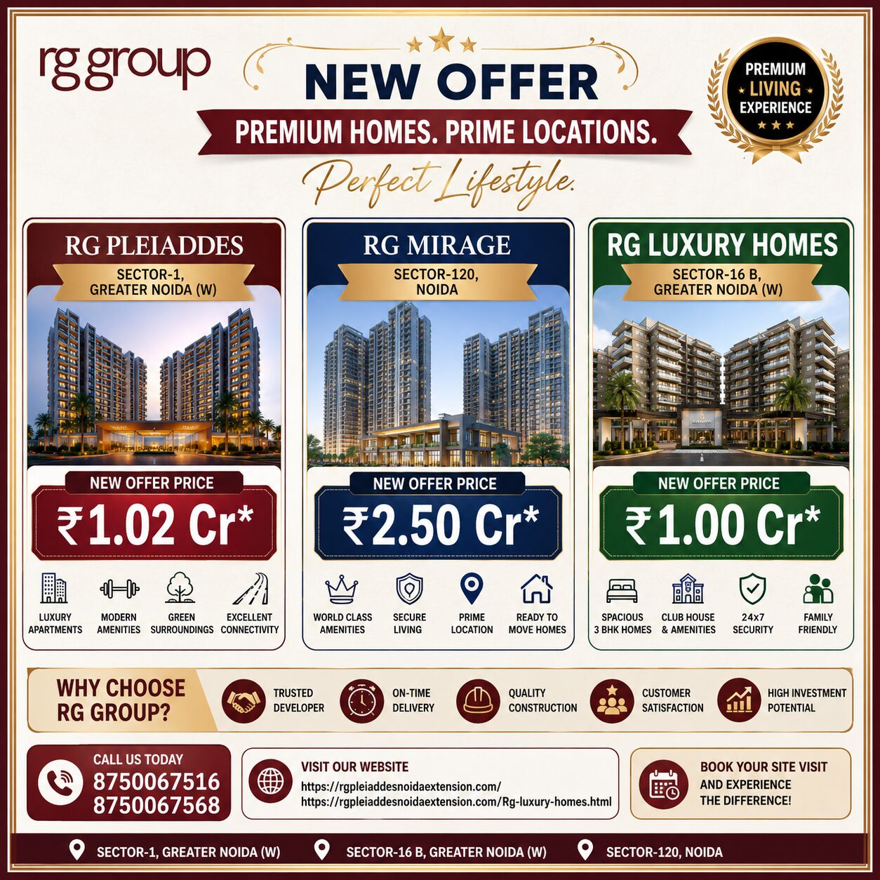 Noida, Real Estate, Find Your Ideal Home At RG Luxury Homes, RG Pleiaddes & RG Mirage In Noida NCR