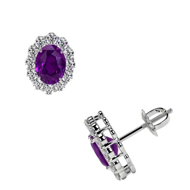 New York, Jewelry, USD 2253,  Amethyst Earrings Natural Purple Gemstone Jewelry