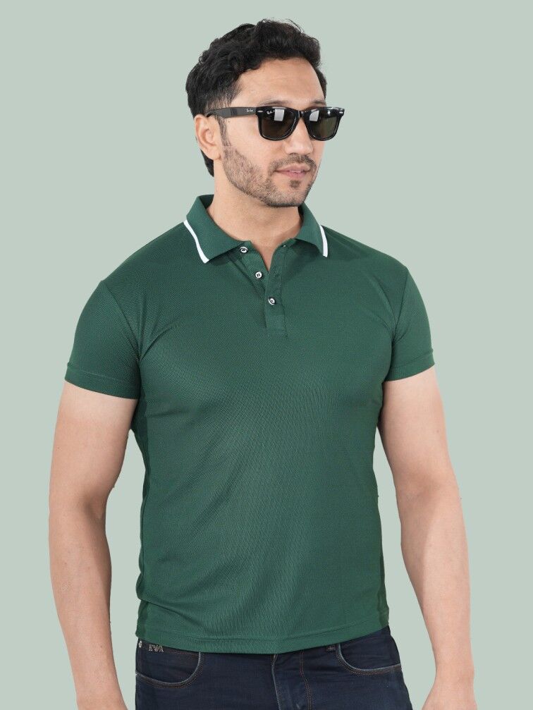 Mumbai, Clothing & Accessories, INR 1150,  Mens Solid Polo T-shirt: Crisp Bottle Green Color With COD Available