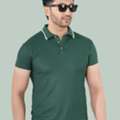 INR 1150,  Mens Solid Polo T-shirt: Crisp Bottle Green Color With COD Available