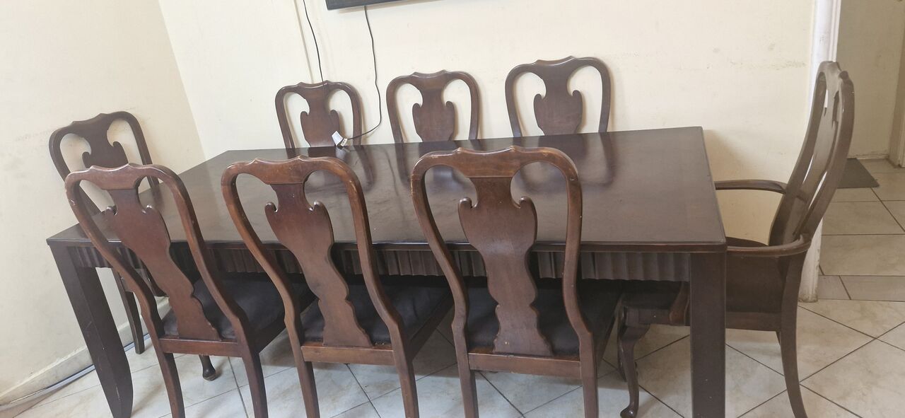 Al Suwaidi, Furniture, SAR 650,  A Wooden Dining Table With 8chairs For Sale
