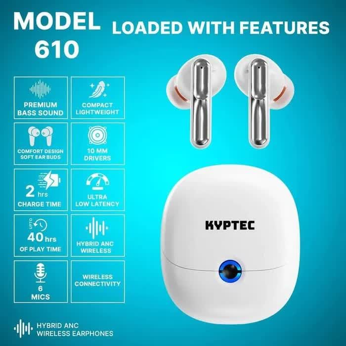 New Delhi, Electronics, INR 2,  KyptecLifeStyle&reg; 610 Hybrid ANC Wireless Earbuds With 6 Mics And 40H Playtime