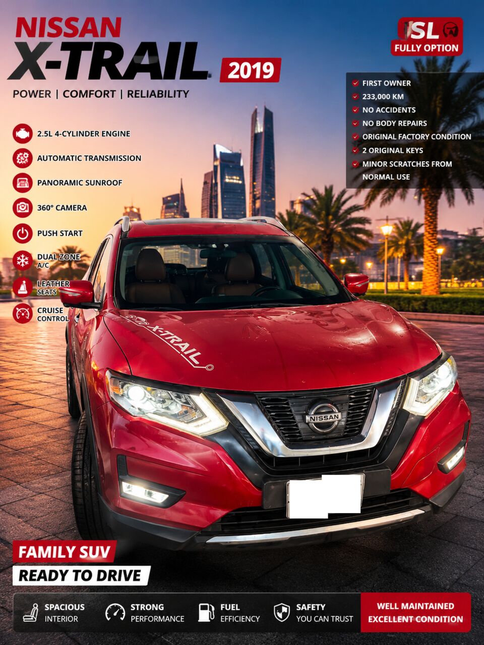Jeddah, Vehicles, Cars & Trucks , SAR 54500,  Nissan X-Trail,  2019,  Automatic,  233000 KM,   SL |  |4x4| Metallic Red|نيسان إكس-تريل