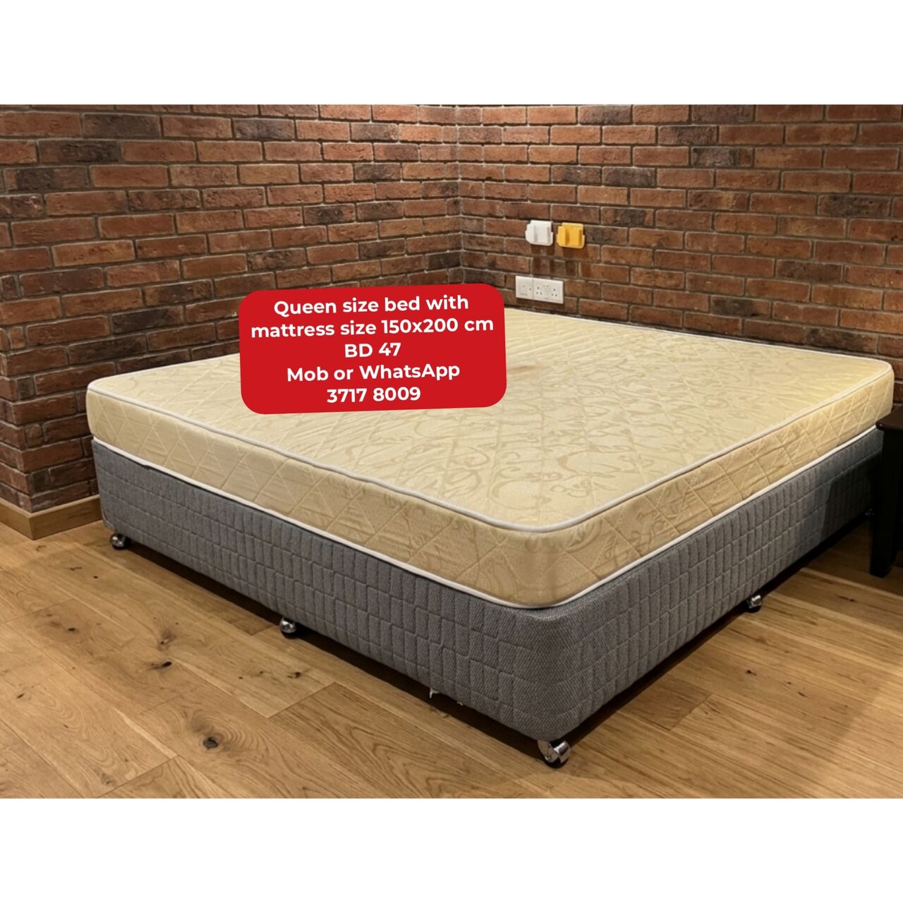Manama, Furniture, BHD 47,  🌎🌐Queen Size Bed With Mattress In Good Condition For Sale With Delivery