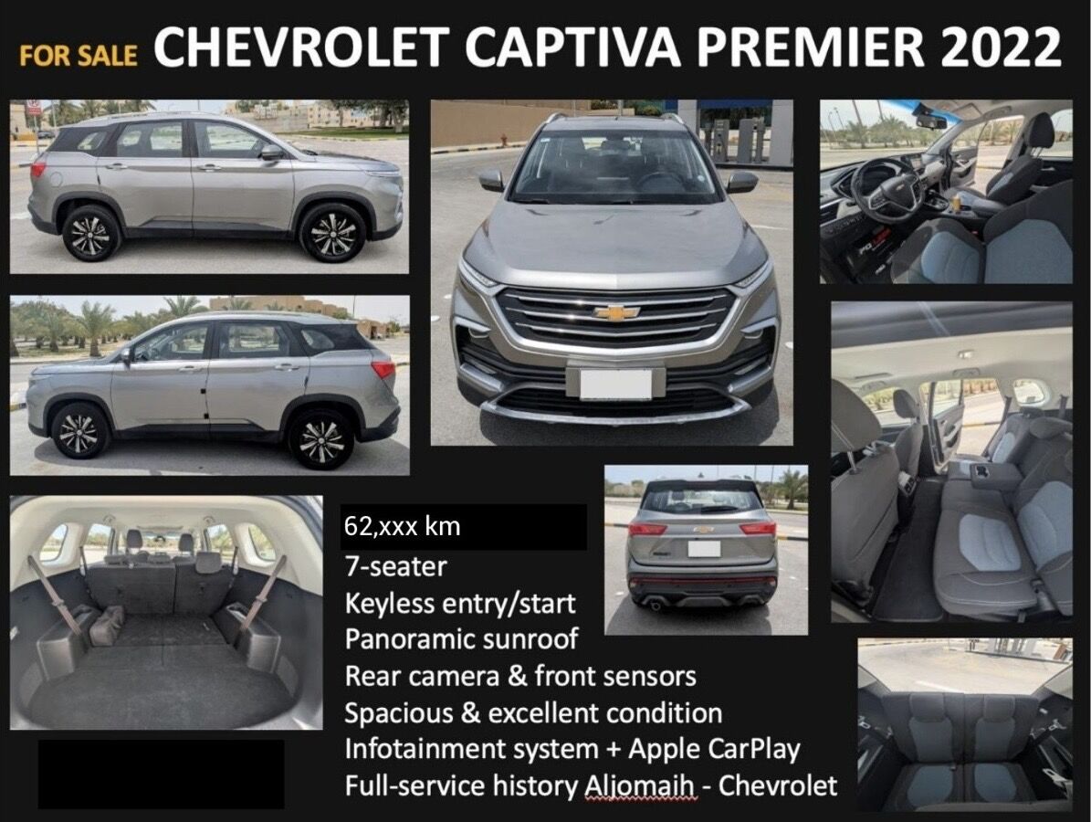 Khobar, Vehicles, Cars & Trucks , SAR 60,  Chevrolet Captiva Premier,  2022,  Automatic,  62000 KM,  For Sale Chevrolet Captiva