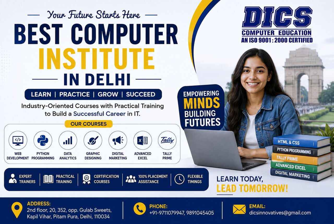New Delhi, Lessons Offered, Best Computer Institute In Delhi | Job-Oriented Courses | DICS Innovatives