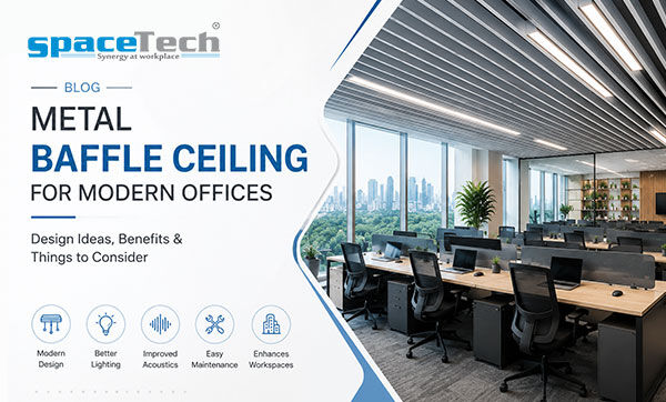 Pune, Interior Design, Metal Baffle Ceiling For Modern Offices