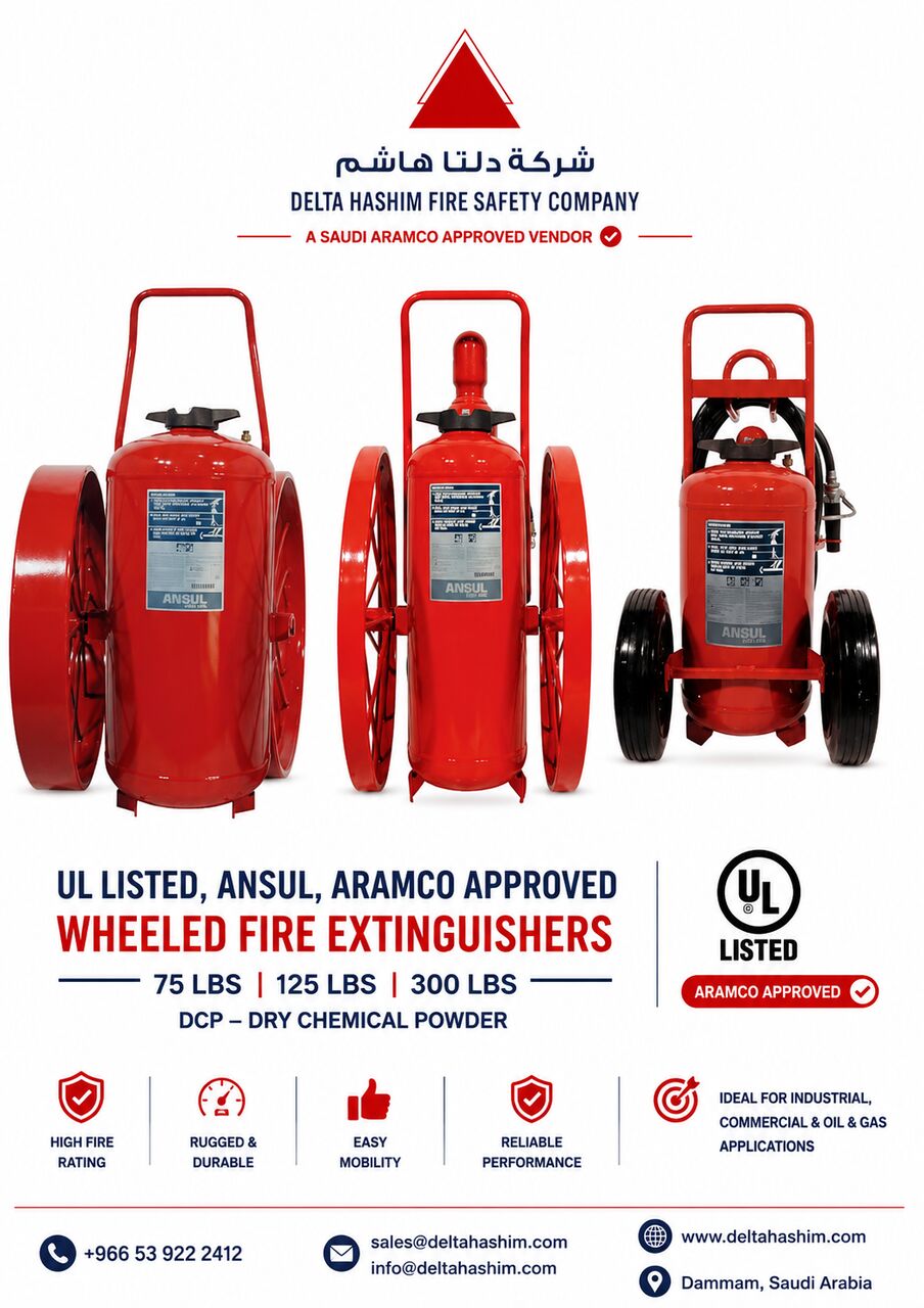Dammam, Delivery, UL Listed, Ansul, Aramco Approved, 125 Lbs Dcp Wheeled Fire Extinguisher Stock In Dammam