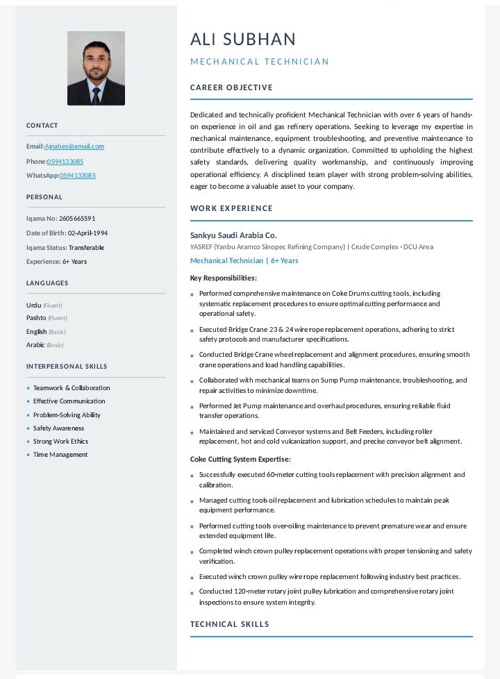 Dammam, Job Seekers, Mechanical Maintenance Technician
