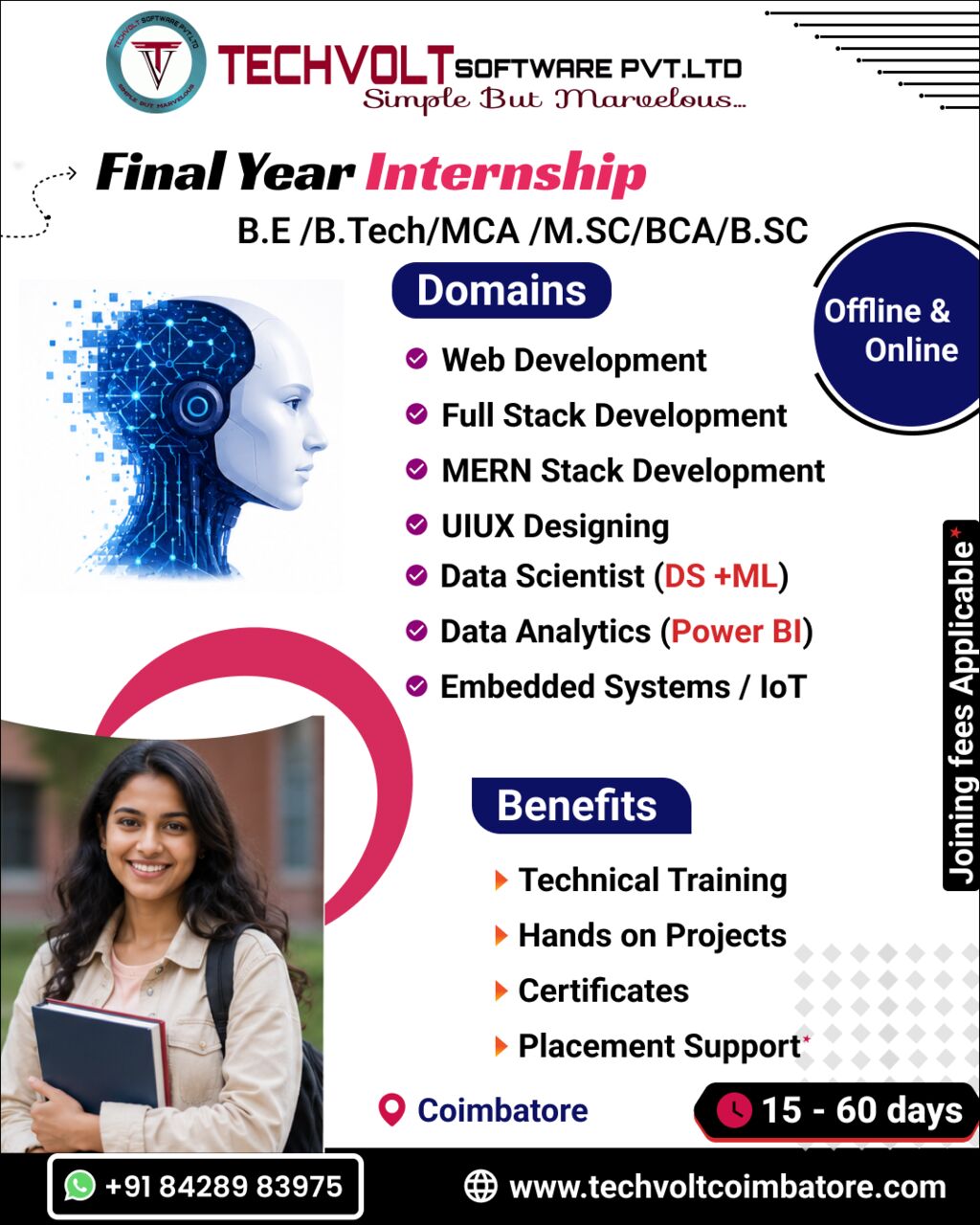 Coimbatore, Marketing, Offline Internship Training |Machine Learning-Fullstack Development