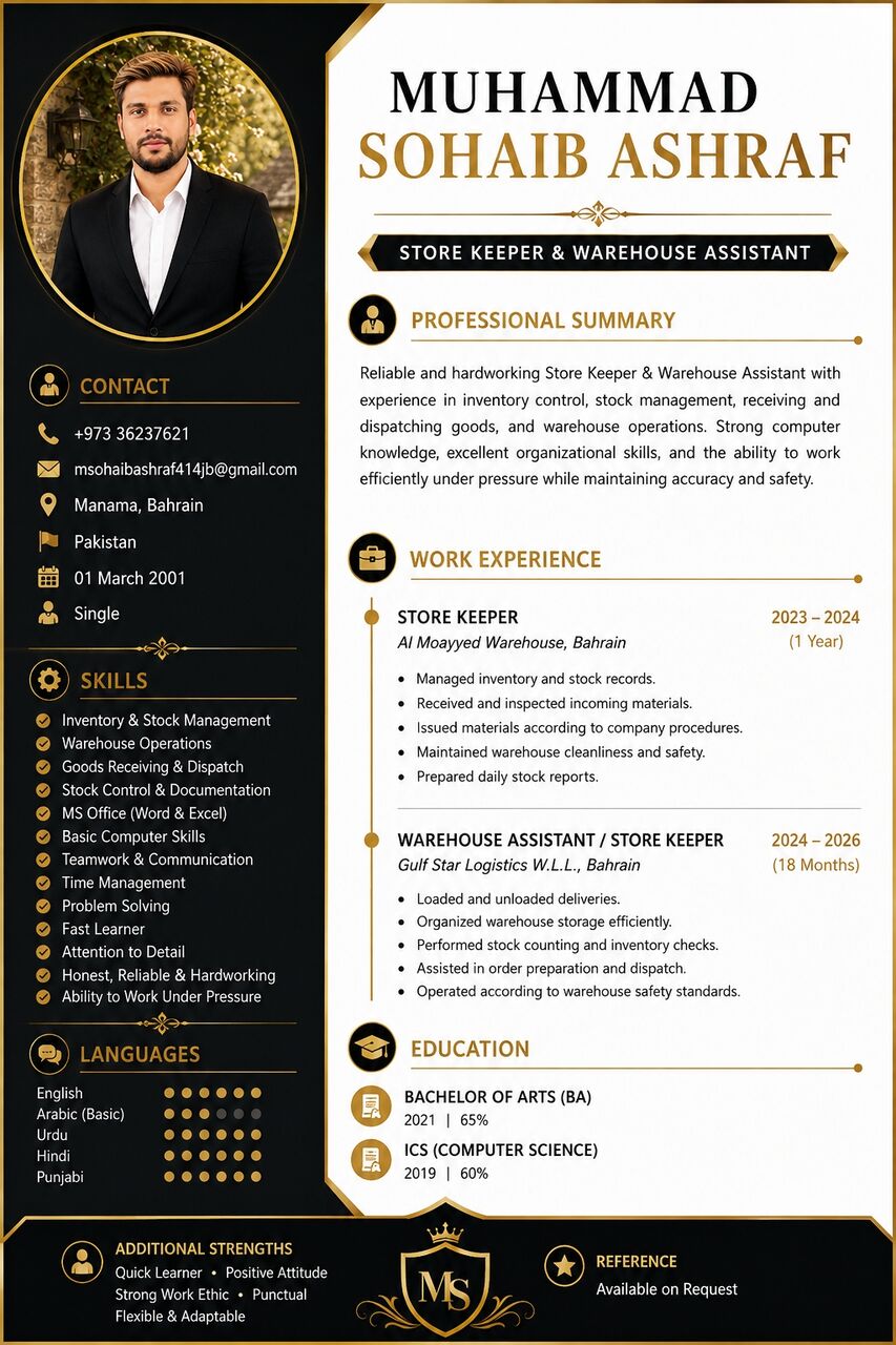 Manama, Jobs, Store Keeper And Warehouse Assistant