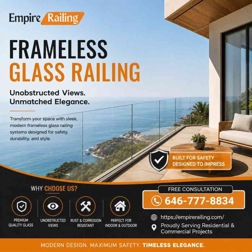 New York, Business, Frameless Glass Railing | Premium Glass Railing Solutions By Empire Railing
