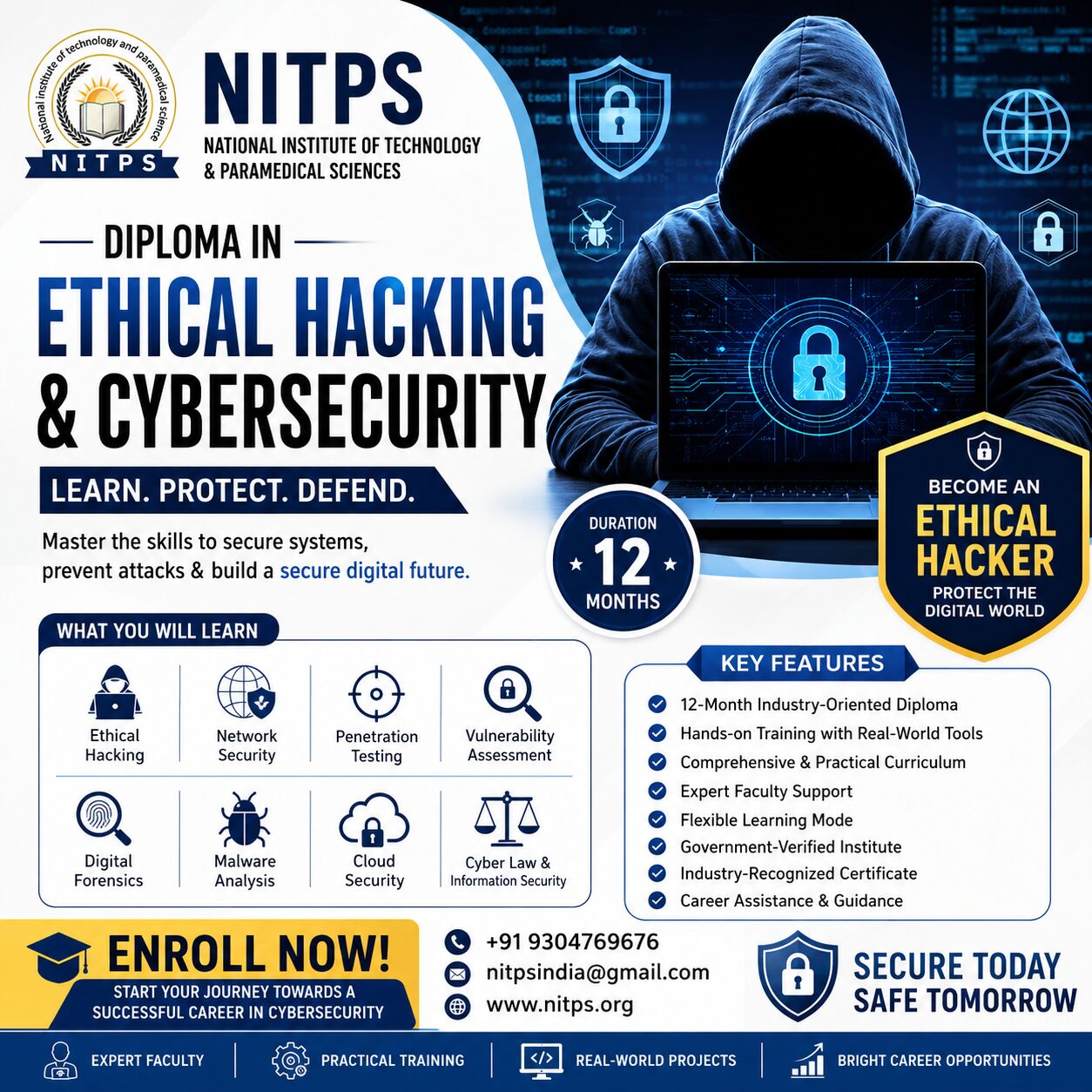 Ghaziabad, Education, Diploma In Ethical Hacking & Cybersecurity (12 Months) | NITPS