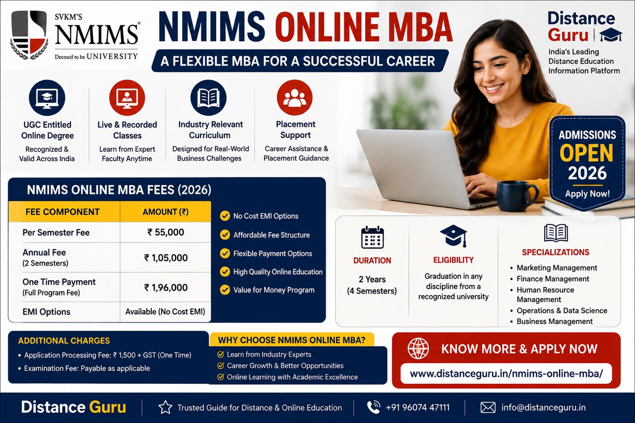 Pune, Education, NMIMS Online MBA Fees 2026 &ndash; Fee Structure, Eligibility & Specializations |Distance Guru