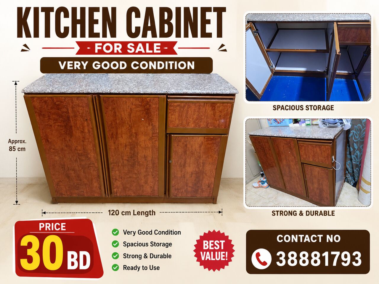 Manama, Furniture, BHD 30,  Kitchen Cabinet For Sale