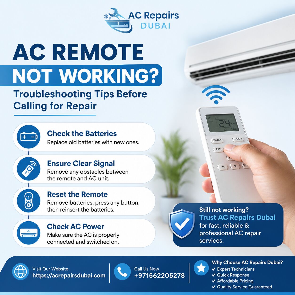 Dubai, Air Conditioning, AC Remote Not Working? Troubleshooting Tips Before Calling For Repair