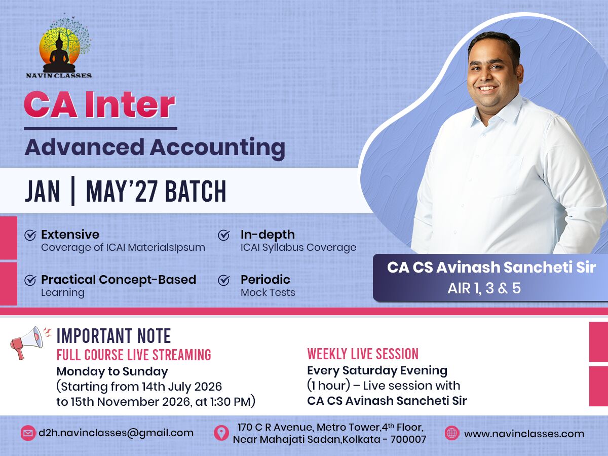 Mumbai, Education, CA Inter Advanced Accounting &ndash; Jan / May &rsquo;27 Batch Announcement!
